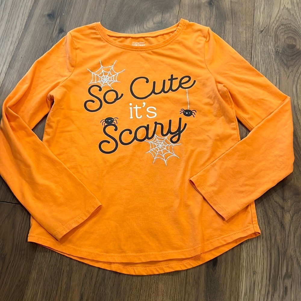 So Cute it’s Scary Halloween Long Sleeve Orange/Black Girls Size 7